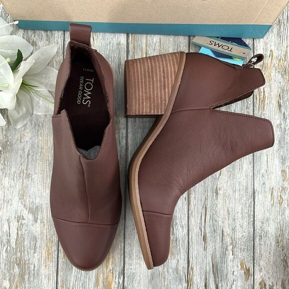 Toms Dressy Leather Everly Cutout Ankle Boot Bootie Shoes Size 11 - Picture 4 of 13